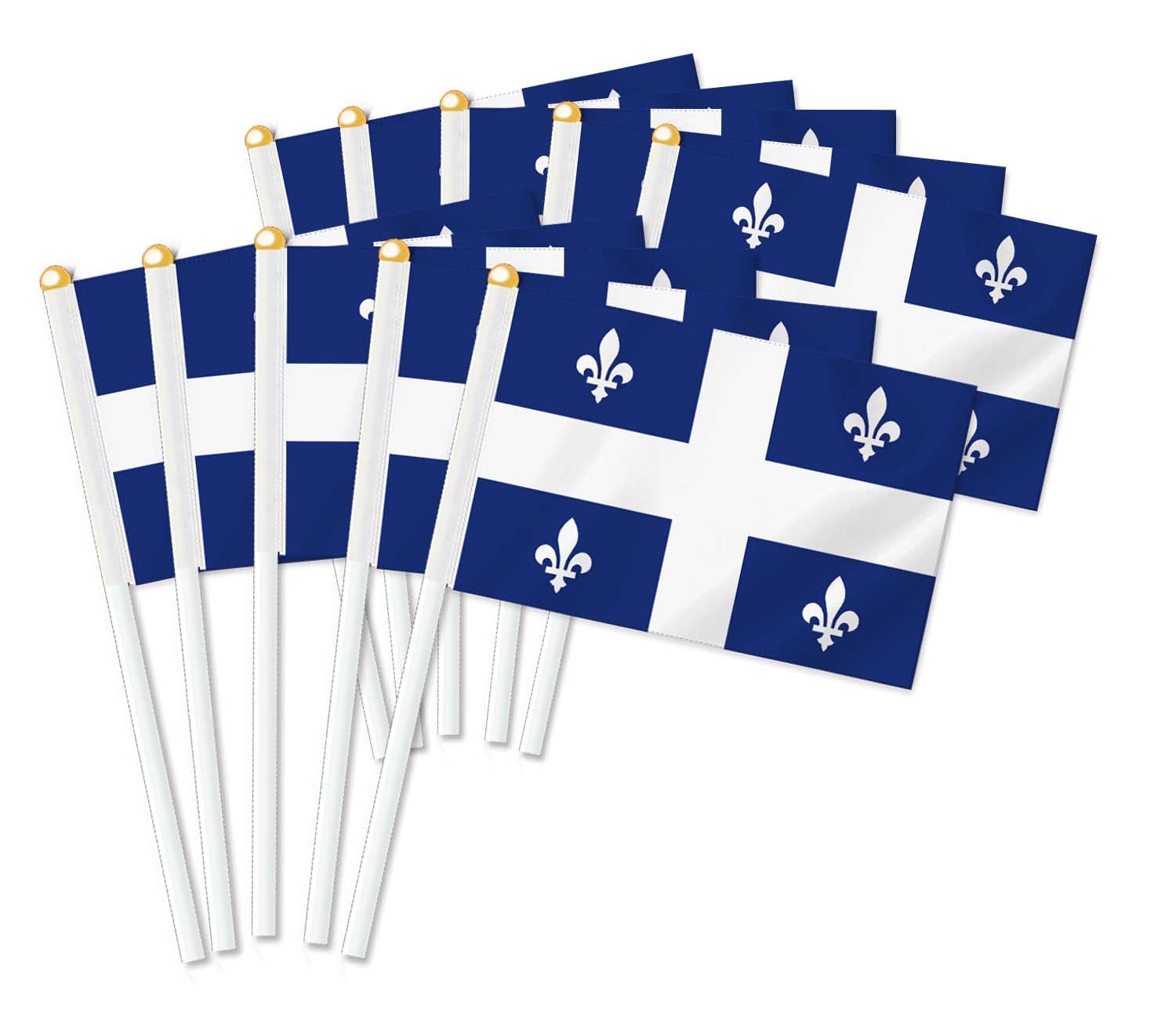 10PCS Quebec Handheld Small Flag, Quebec Hand held Mini Decor Decoration Banner