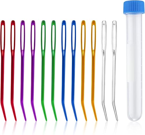 12 agujas de tapiz dobladas, agujas romas de ojo grande, agujas de roscar, agujas de coser, agujas de tejer de lana, agujas de macramé, agujas de