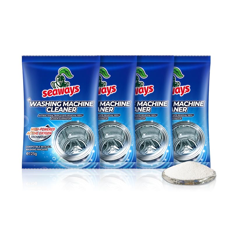 Seaways Washing Machine Cleaner Powder 4 Pack - Deep Clean Solution for HE Top Load and Front Load...