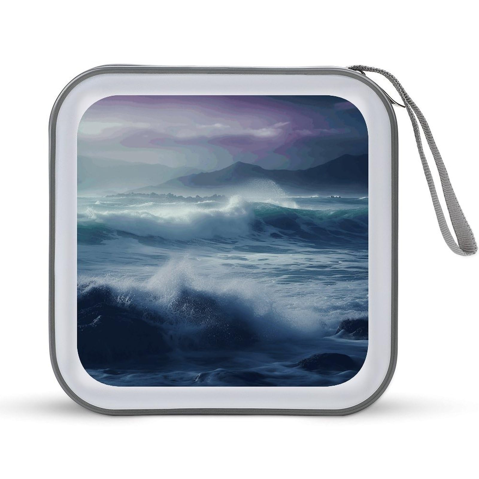FekiLoot Ocean Waves CD Case 40 Capacity DVD Case Holder Hard Plastic DVD Disc Storage Binder for Car Portable Zipper Disc Storage Organizer Wallet Bag for Home Travel