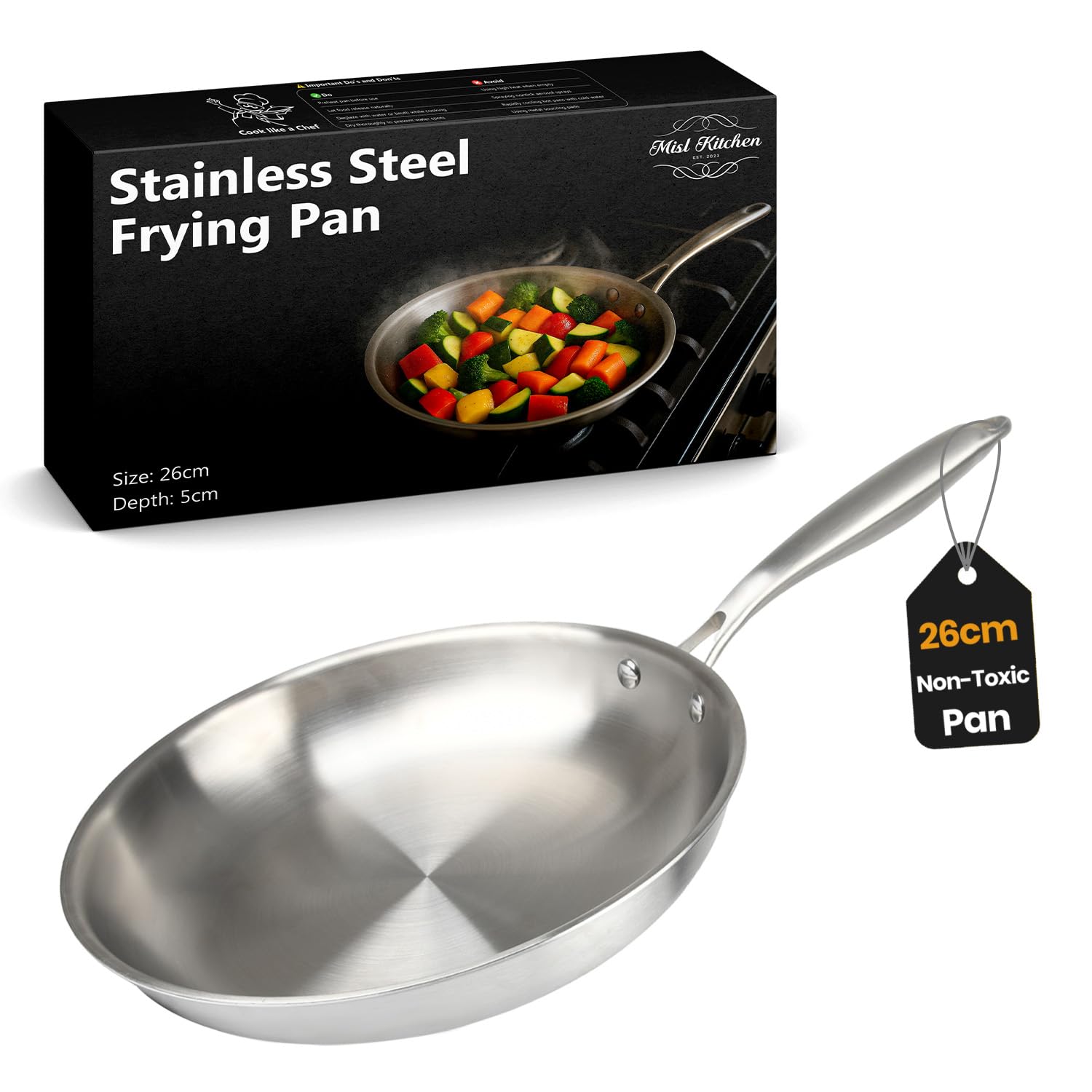 Poêle à frire 26 cm induction et vitrocéramique pour cuisine saine et rapide