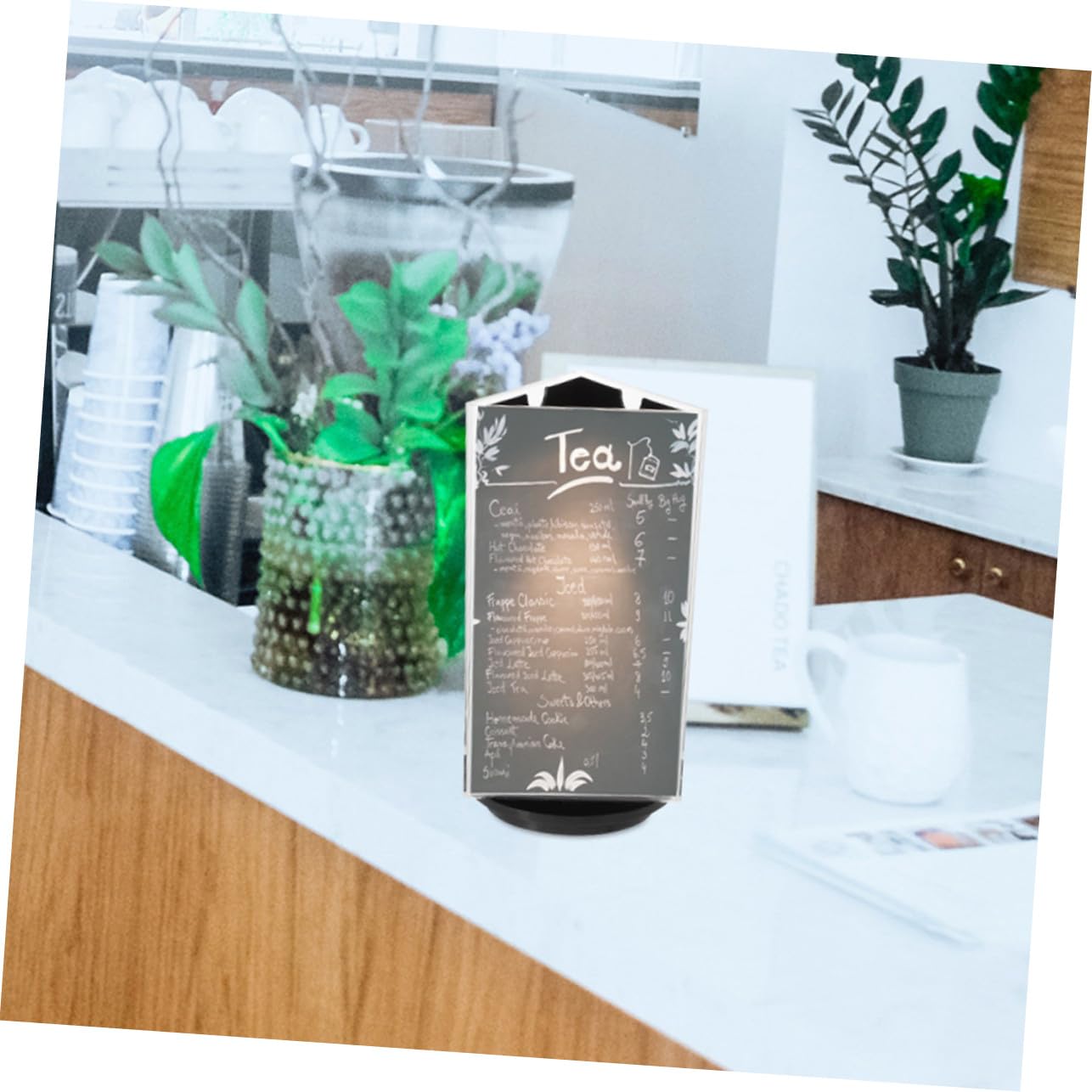 BESTYASH 2 Stück Acryl Tischaufsteller Drehbar Rotierend Robust Leichter Menühalter Preisschilder Werbeaufsteller für Büro Restaurant Theke