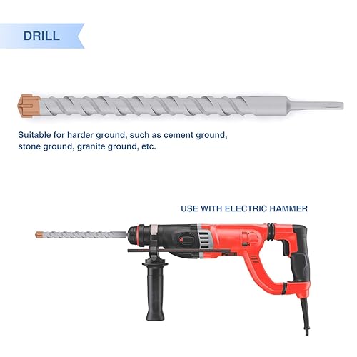 Miniatura 3 de E&K Broca de martillo rotatorio SDS Plus de 1-38 pulgadas para anclar en cemento de piedra de mampostería de cemento de esgrima de paneles de