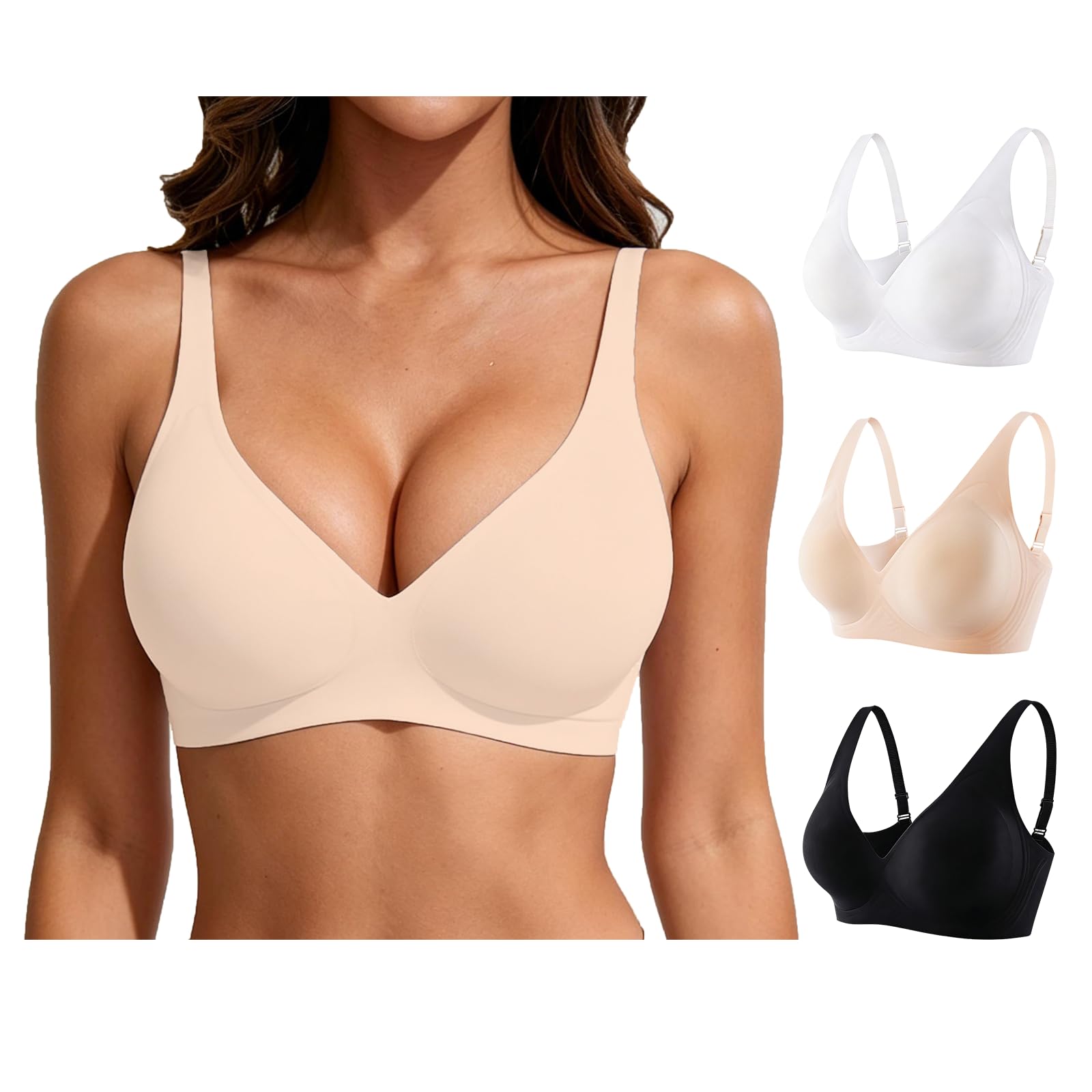 Photo 1 of EssElegance Women's Push Up Wireless Plunge Bra - 3 Pack