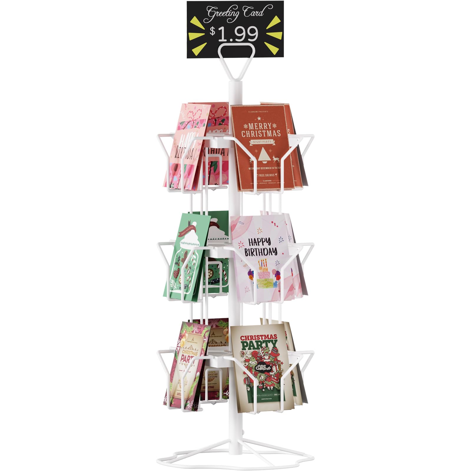 Photo 1 of ORLESS Rotating Card Display Stand - 12 Pockets, White