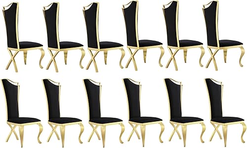 Miniatura 33 de ACEDÉCOR Juego de 4 sillas de comedor de terciopelo, sillas de cocina tapizadas de lujo negras con respaldo alto aerodinámico, modernas y hermosas