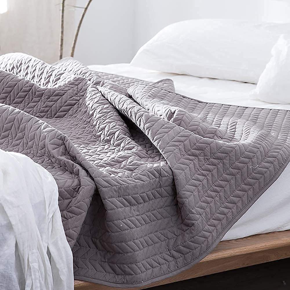Solid Color Quilted Bedspread Coverlet 200x230cm(79x91inch) 100% Cotton Comforter Lightweight Soft Double Size 1