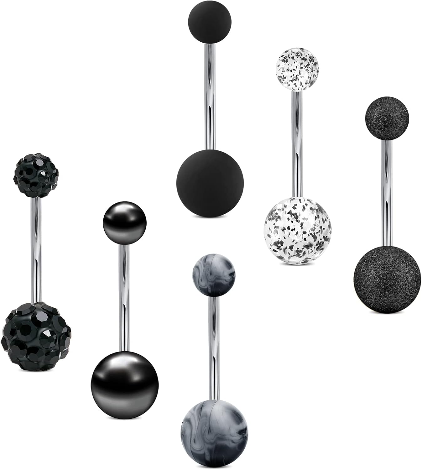 3 Faux Piercings De Nombril Clip-On - Cœur, Lune, Pendentif En Acier Chirurgical 316L - 2