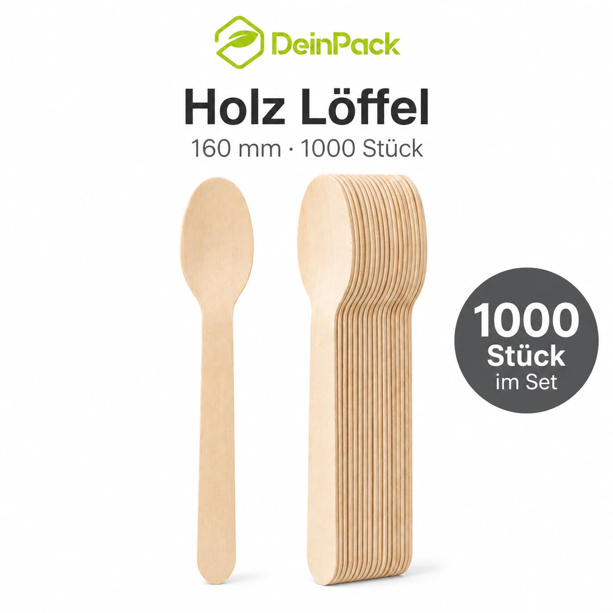 1000 Holzlöffel Birke 16cm | biologisch abbaubar | Nachhaltiges Besteck | Einwegbesteck | Holzbesteck