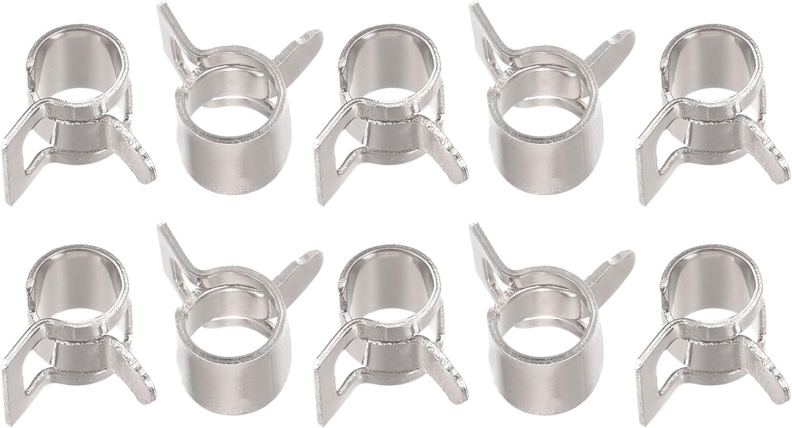 sourcing map 10pcs 5mm Spring Band Type Action Fuel/Silicone Vacuum Hose Pipe Clamp Low Pressure Air Clip Clamp, Nickel Plated