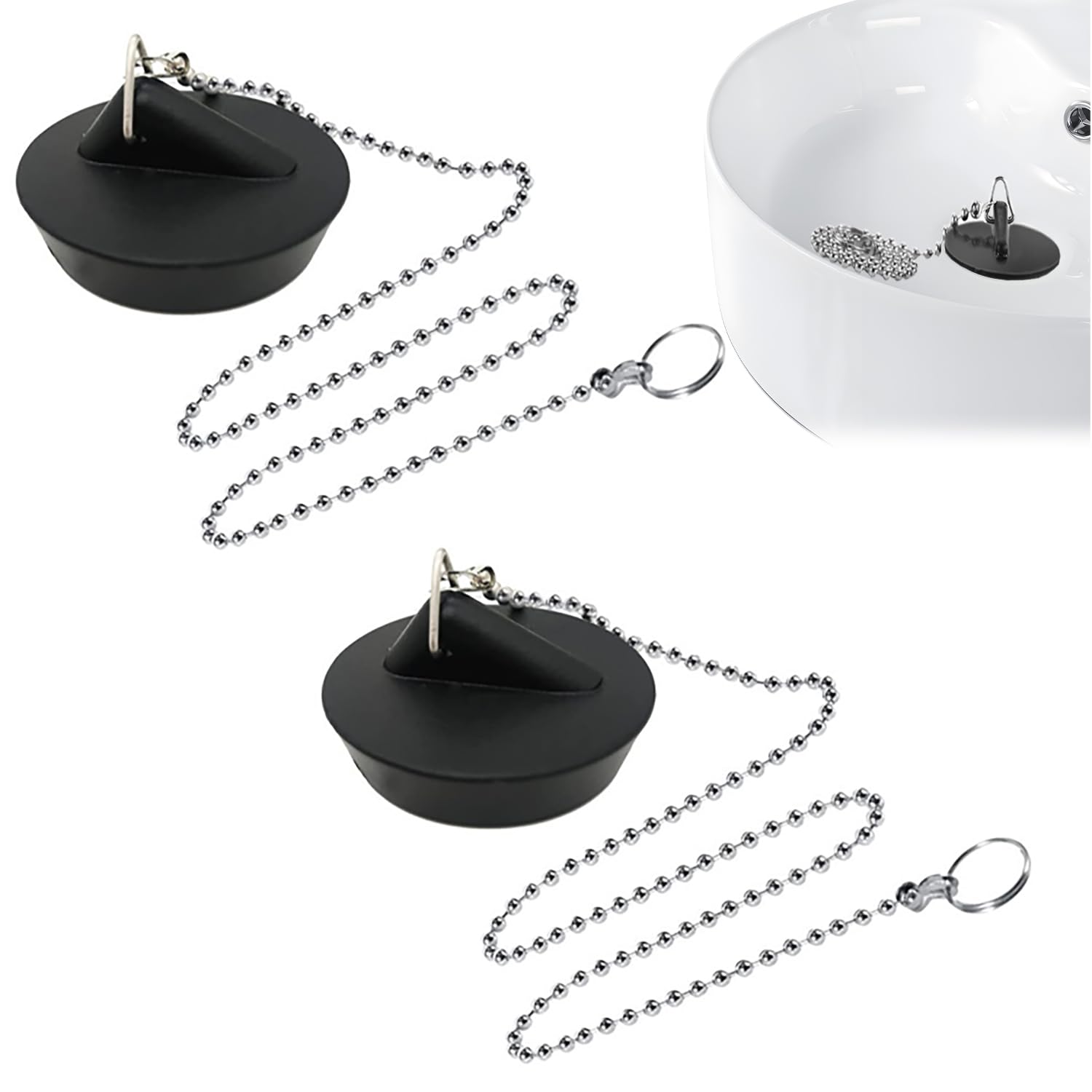 NITAIUN 5 Pezzi Tappo di Scarico Set Lavandino Bagno Tappo in Gomma con anell