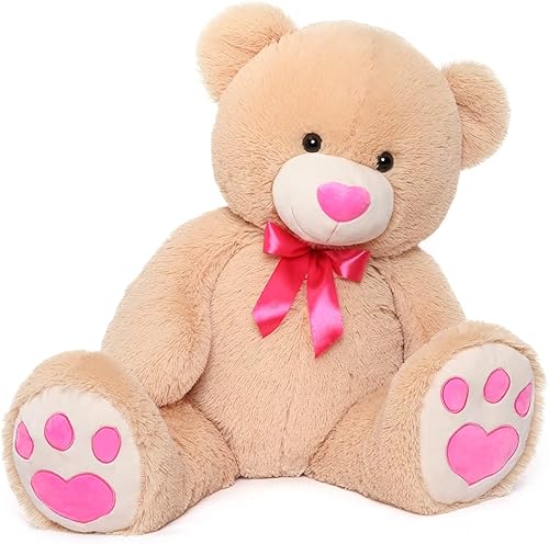 Miniatura 9 de Tezituor Oso de peluche gigante con pies de alto, gran oso de peluche rosa para niña Wowen, enorme oso de peluche de tamaño real, regalo en