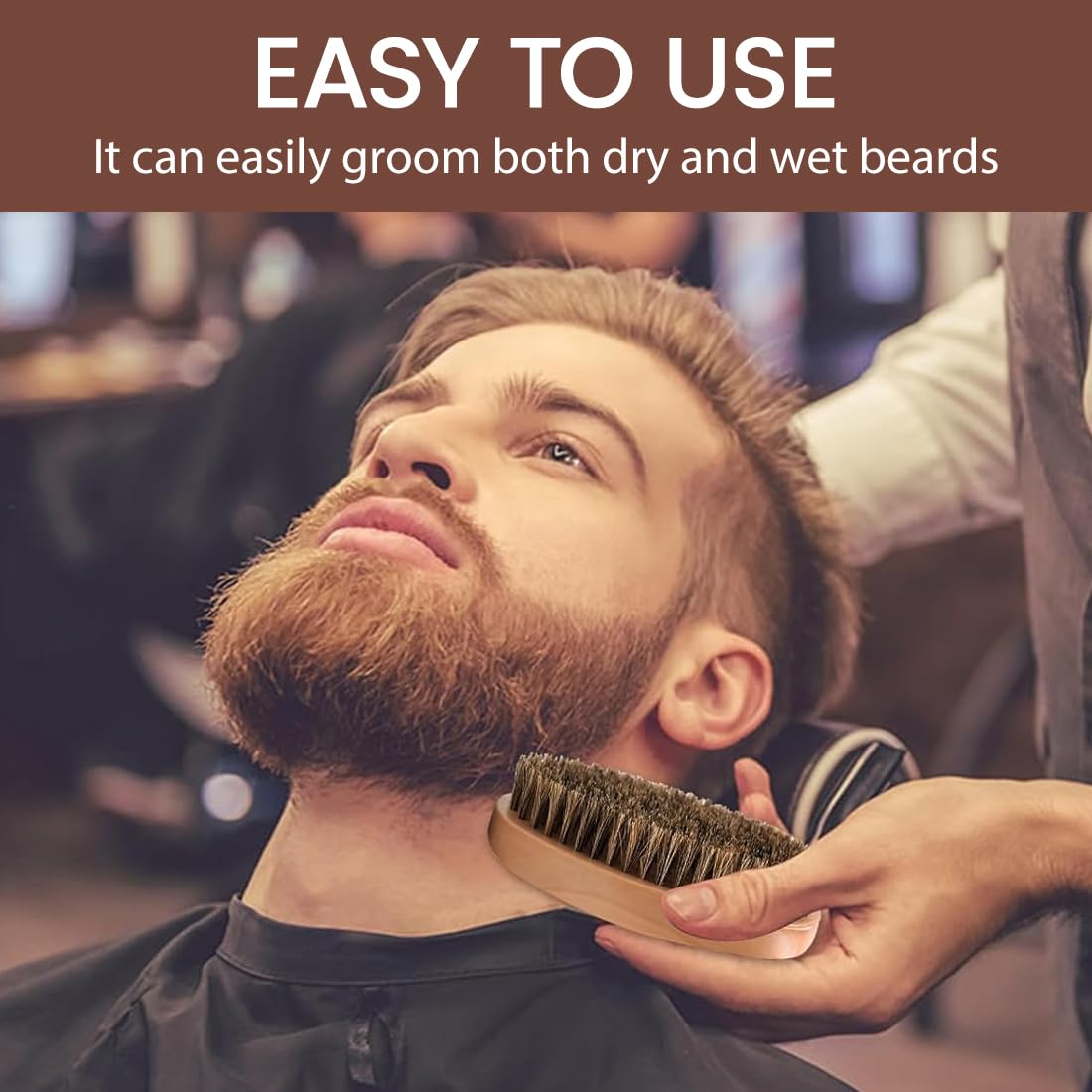 4 Pezzi Set di Accessori per Barba:Spazzola Barba,Pettine di legno Massiccio,Forbici + Sacchetto di Stoffa,Adatto all'Aperto,Viaggi, Regali per Uomini
