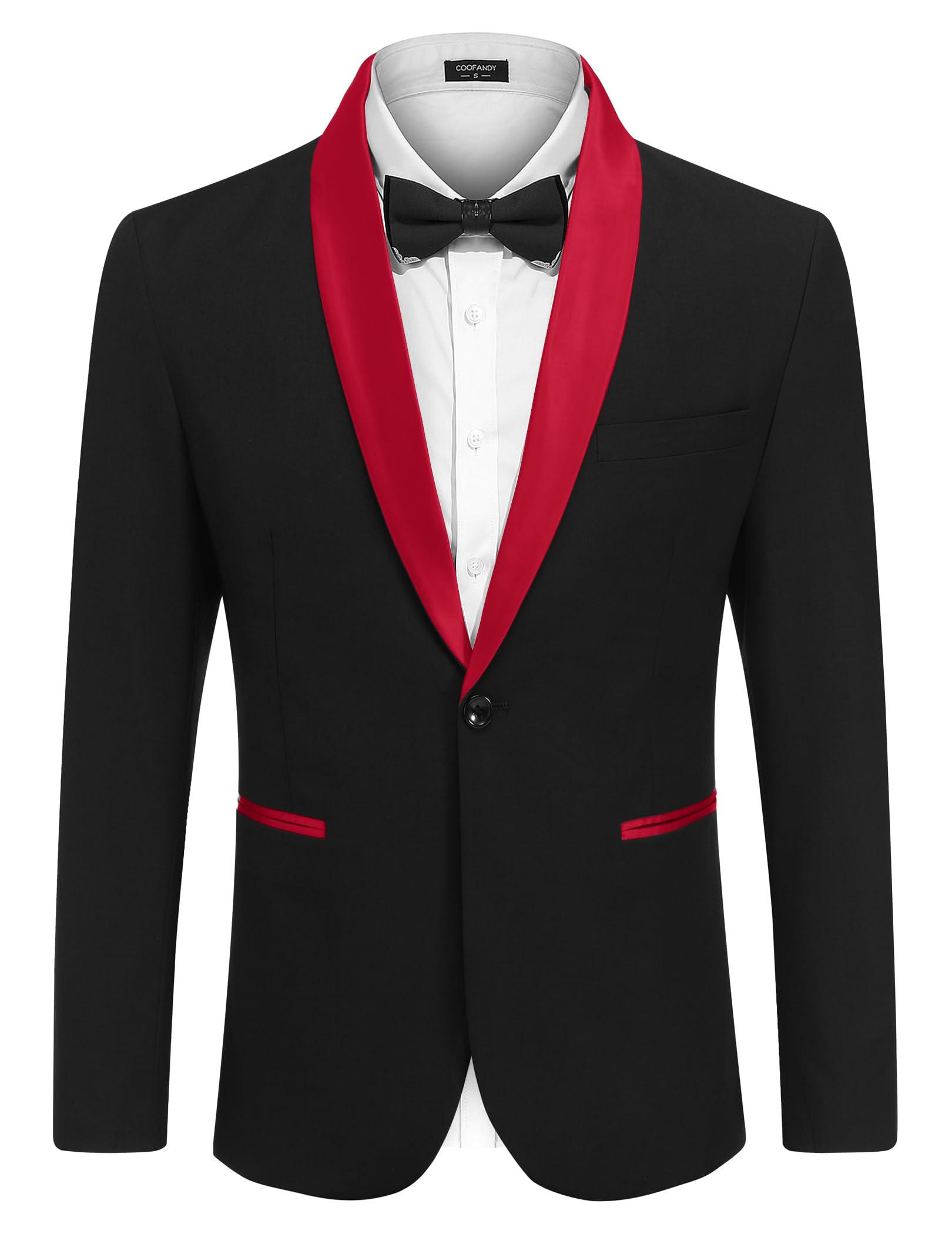 Men Casual One Button Solid Slim Fit Blazer Suit Blue Small-image-34
