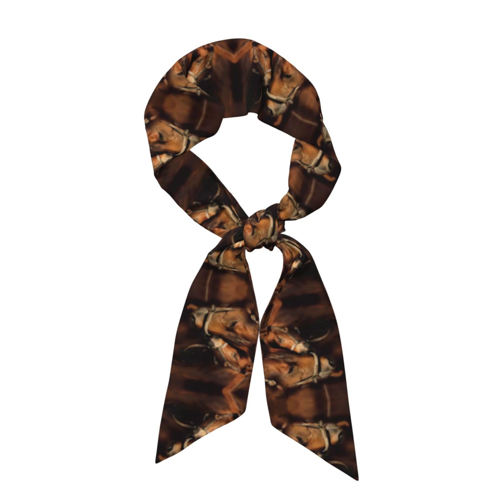 Dexnel Women's Black Horse Art Fashion Silk Scarves Scarf Silk Vibrant Colorful Patterned Lightweight Neckwear For