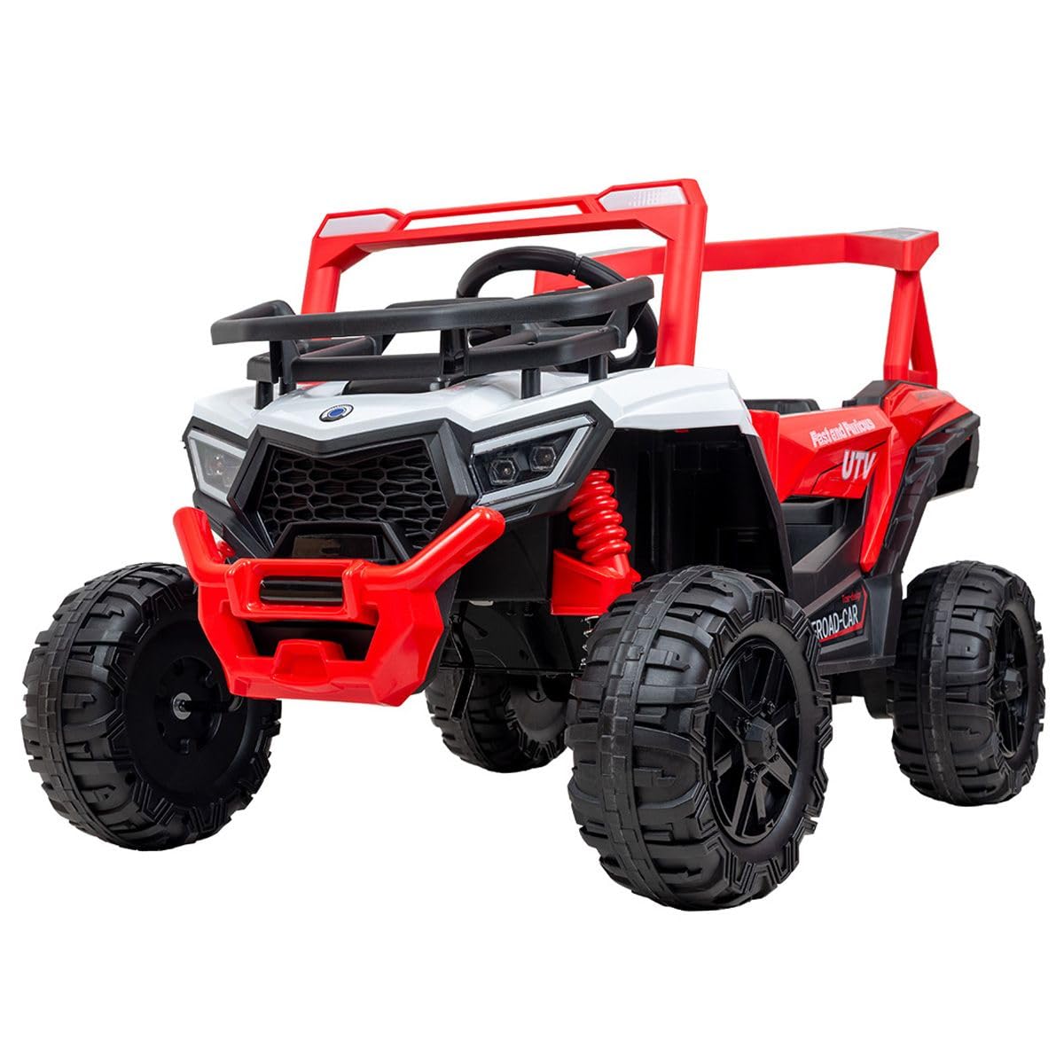 SELECTSHOP Carro Buggy Electrico Montable para Niños Carrito de Control Remoto y Manejo Directo con Luces Estereo y Pedales Funcionales con Control Remoto (Rojo)