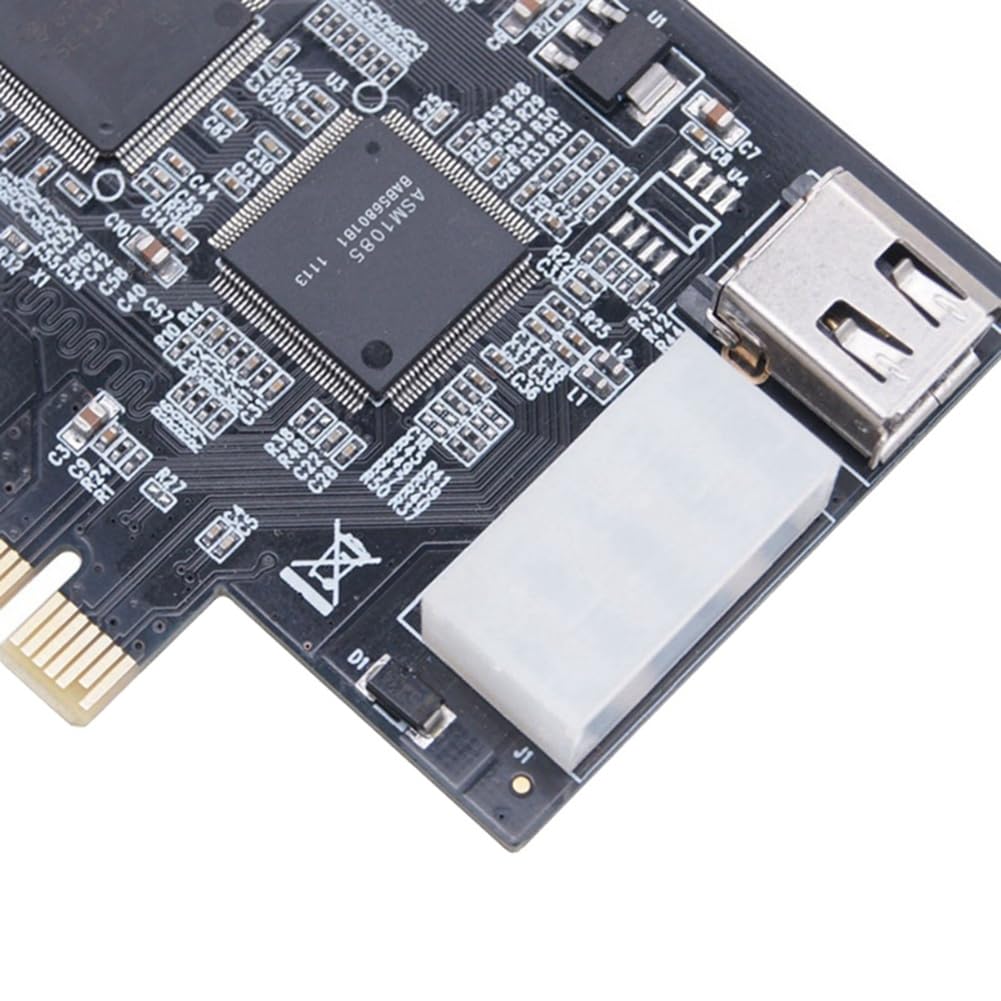lehua Adaptateur de Carte Firewire PCI-E 1 X IEEE 1394A 4 Ports (3+1) 1394 Une PCIe avec Câble IEEE 1394 6 Broches à 4 Broches
