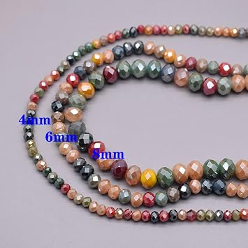 2mm 3mm 4mm 6mm 8mm Rondelle Crystal Glass Beads Flat Faceted Loose Spacer Glass Beads for Jewelry Making Jewelry DIY-SS05-3mm Approx 122pcs
