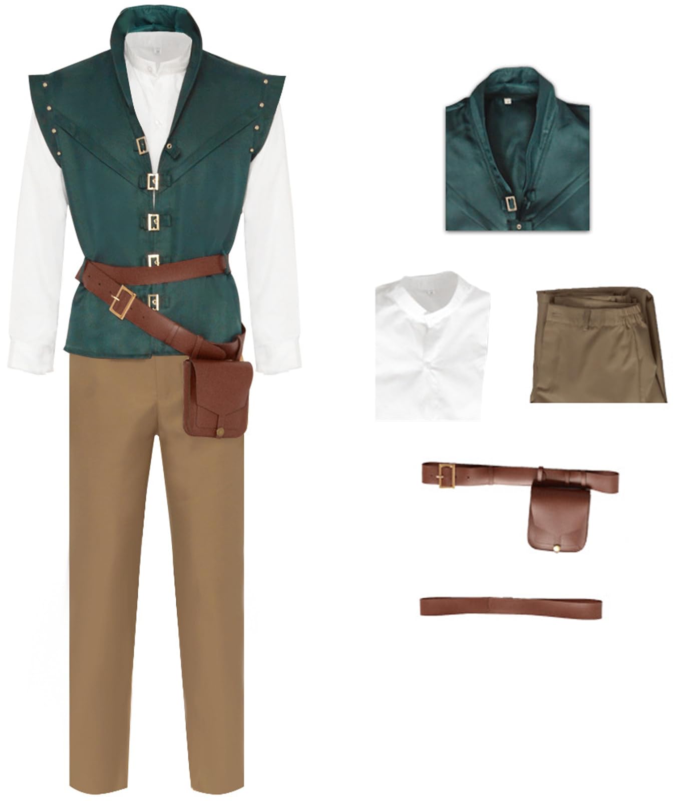 Costume Complet Prince Homme – Chemise, Gilet, Pantalon & Accessoires, Déguisement Halloween Ou Cosplay Prince Charmant