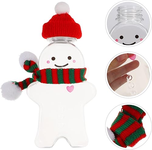 Miniatura 2 de Gadpiparty Botellas de agua transparentes, 3 juegos de botellas de plástico vacías con forma de hombre de jengibre de Navidad, tarros de dulces con