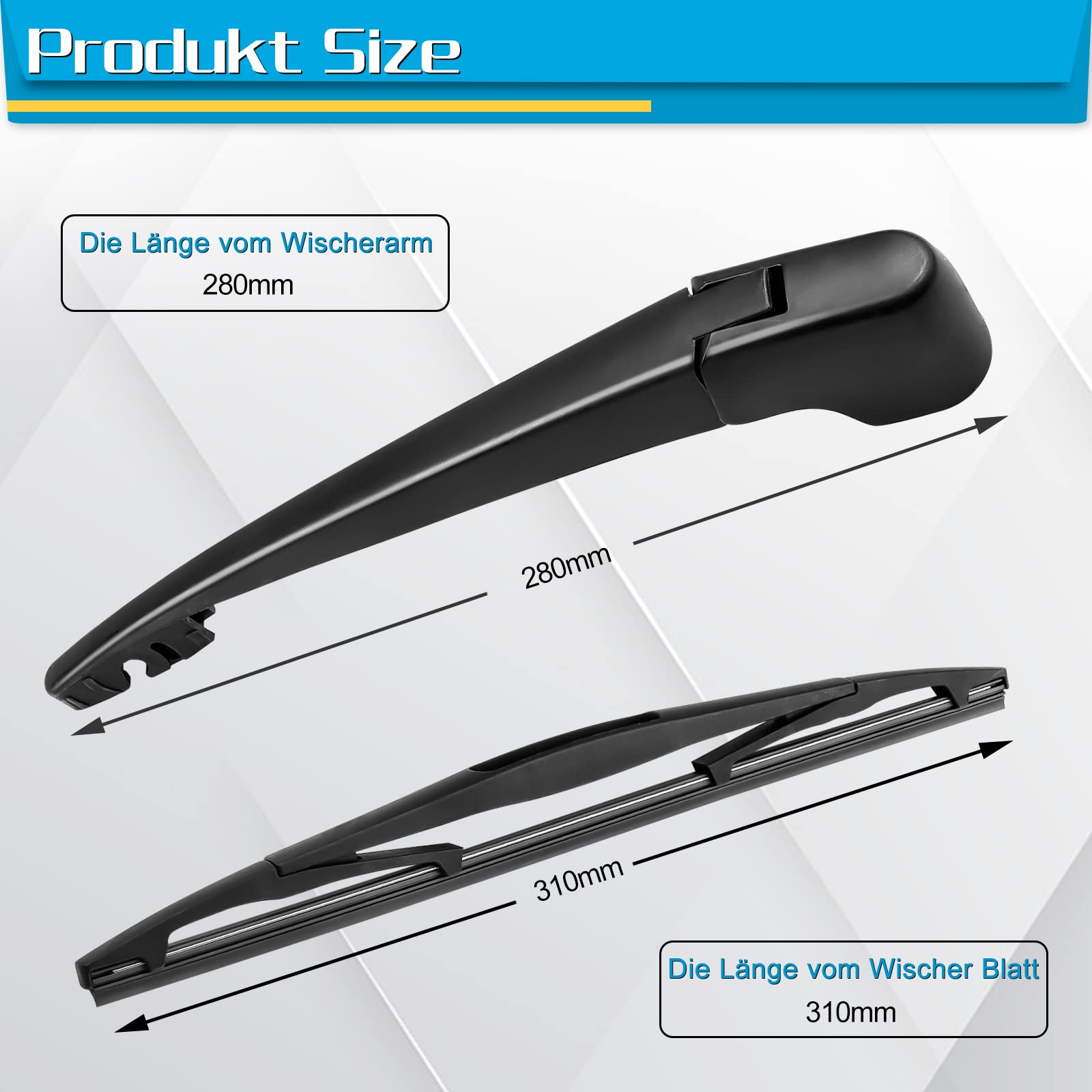Essuie-Glace Arrière + Bras D'Essuie-Glace Arrière De Rechange Pour