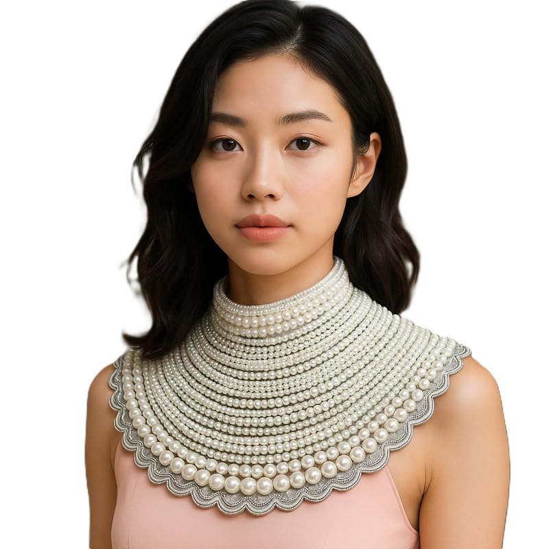 Women's Beaded Net Poncho Cape White Pearl Capelet | Pair It Beautifully with Sarees, Suits or Blouses or western styles