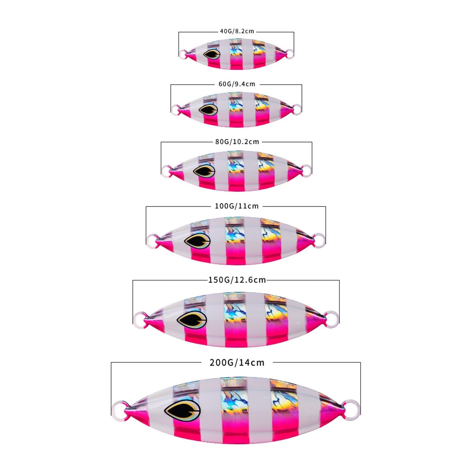 INEOUT 5 Pz/Set 40g60g80g100g200g Luminoso Jigging Richiamo di Pesca Metallo Jig Cucchiaio Pesca Shore Esche Pesce Tonno Esca Acqua Salata Mare