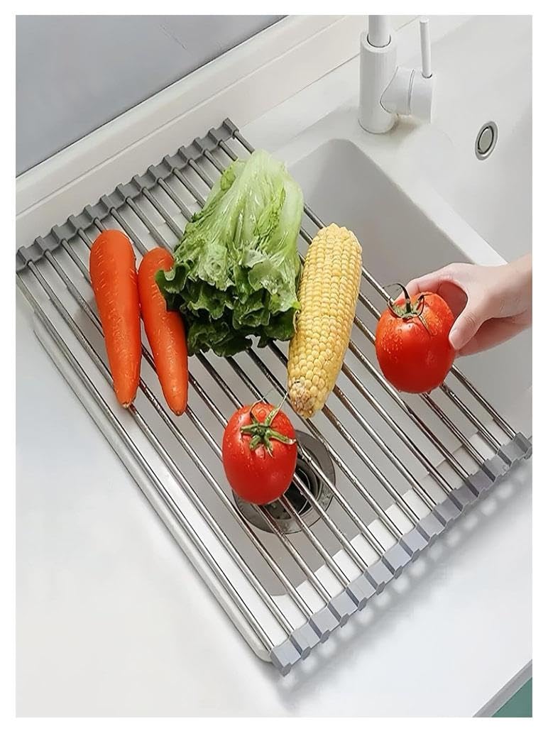 Escurreplatos Plegable Y Extraíble Escurridor De Platos sobre El Fregadero