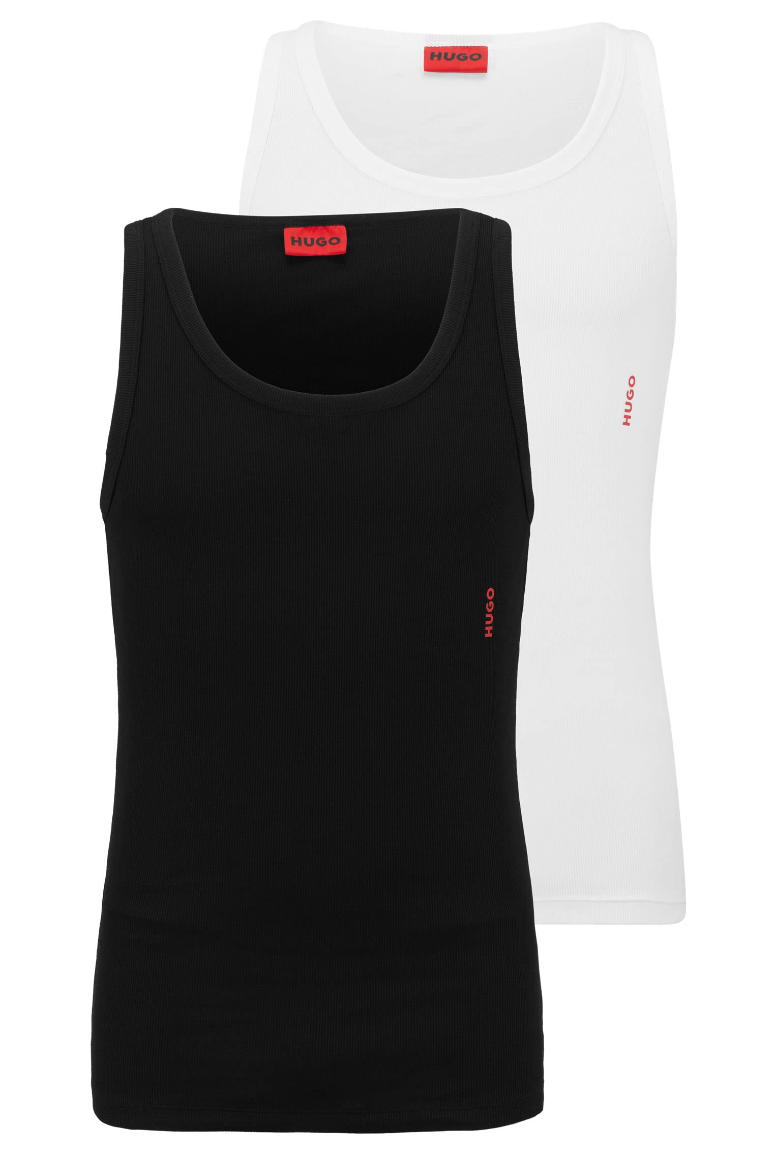 HUGO Herren Tank TOP Twin Pack Zweierpack Unterhemden aus Gerippter Stretch-Baumwolle