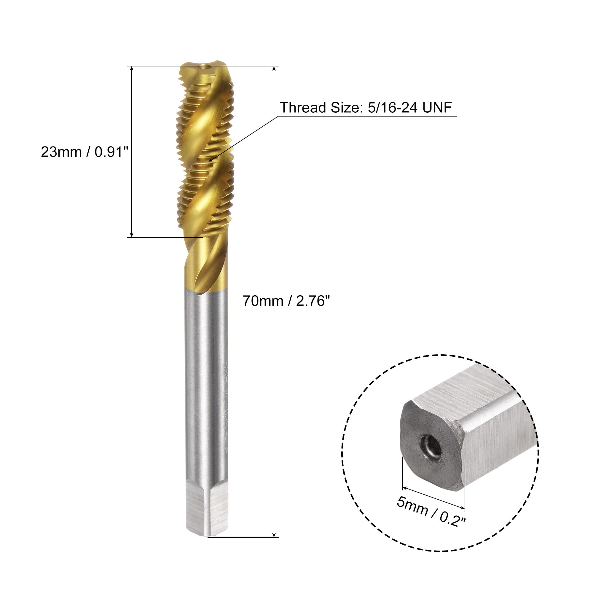 QUARKZMAN Gewindebohrer Und Bohrer Set, 5/16-36 UNS Gerade Nut Gewindeschneidbohrer & 7,3 Mm Spiralbohrer, Titanbeschichteter HSS-6542 Gewindeschneidwerkzeugsatz
