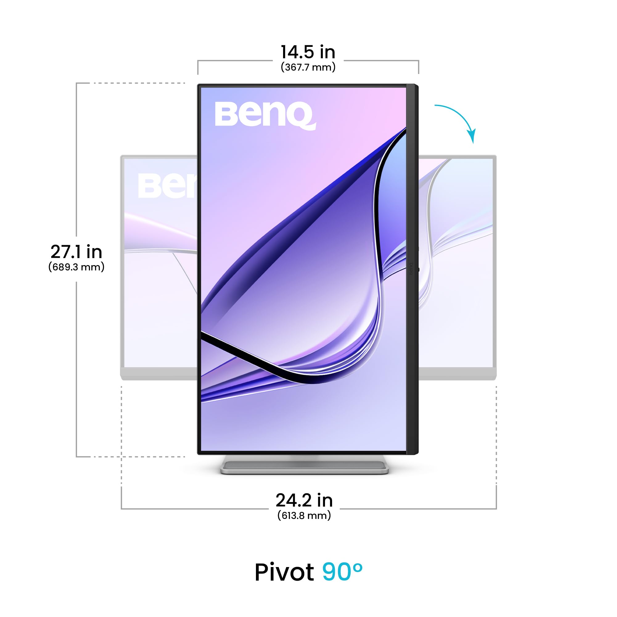 BenQ Monitor MA270UP 27" 4K 3840x2160 Nano Gloss para MacBook con Thunderbolt 4. Panel IPS de 10 bits con 99% sRGB y 98% P3. Colores de Mac calibrados. HDR10, HDR400. Ajustable en Altura. — view 4