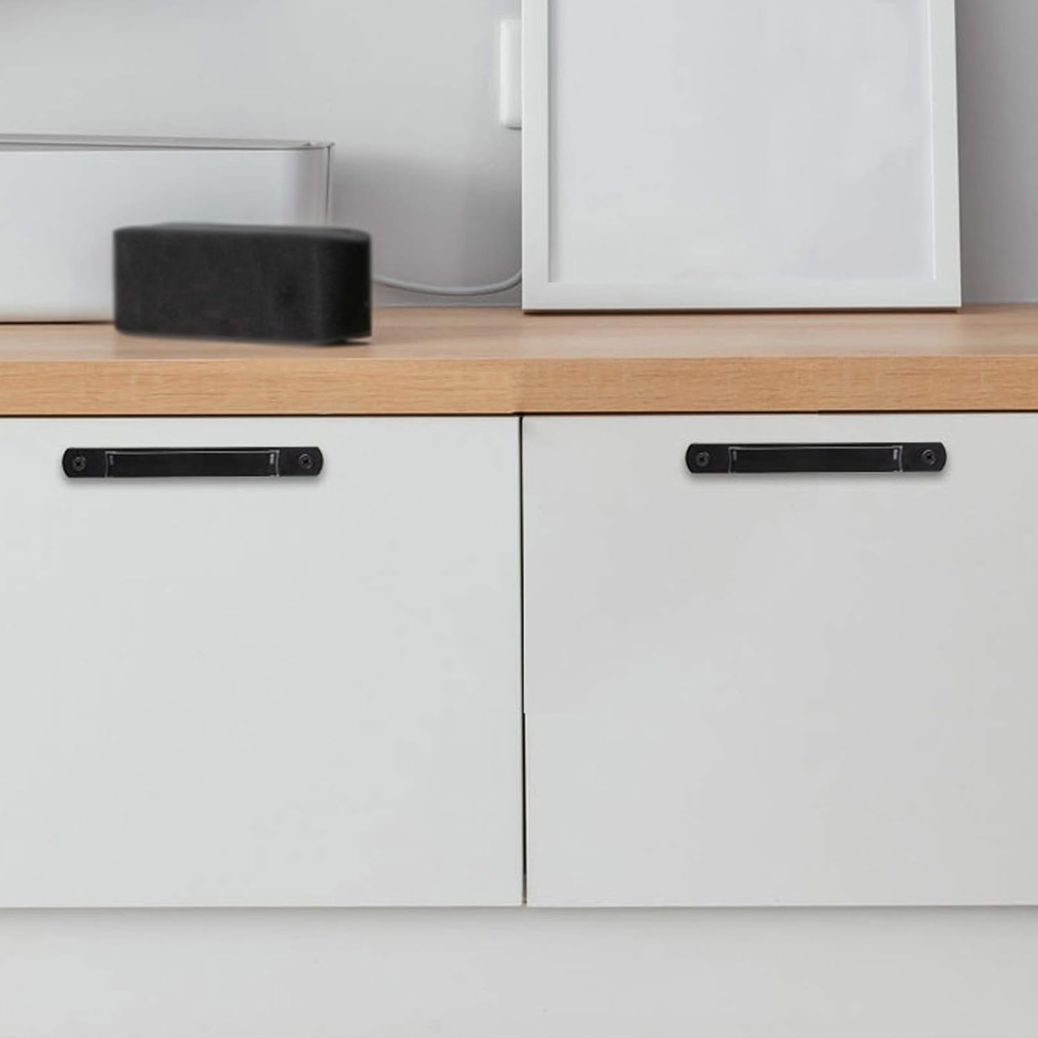 2 Pack Door Handle Pulls,Sliding Barn Door Cabinet Handle Solid Zinc Alloy Garden Gate Handle Cupboard Door Handles Black Door Handles Internal Wardrobe Handles(Hole Distance:138mm