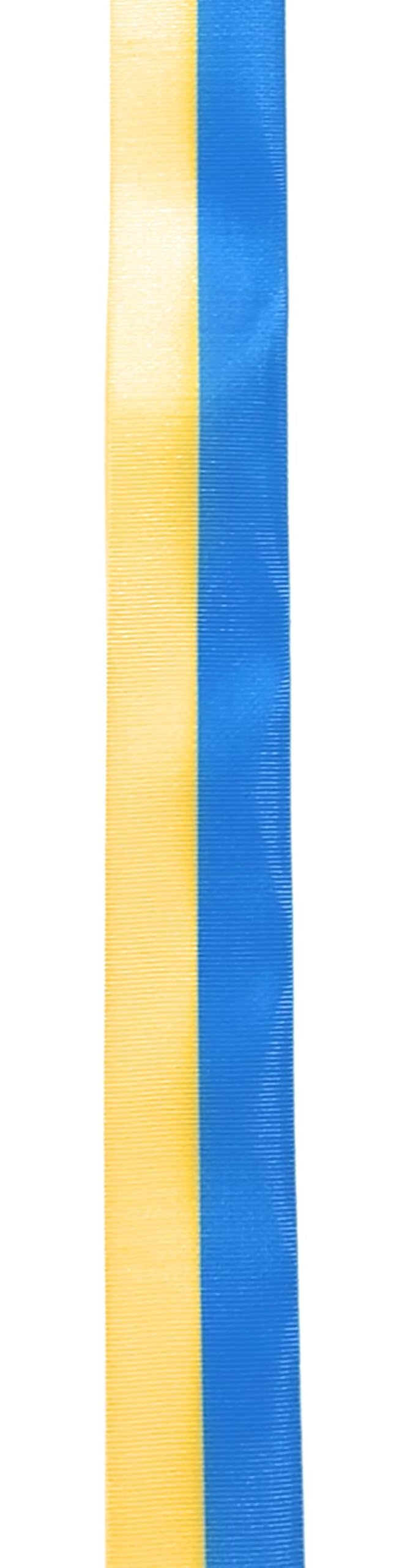 Nationalband 25m x 25mm Blau Mittelblau - Gelb Vereinsband Ordensband Fanband Dekoband