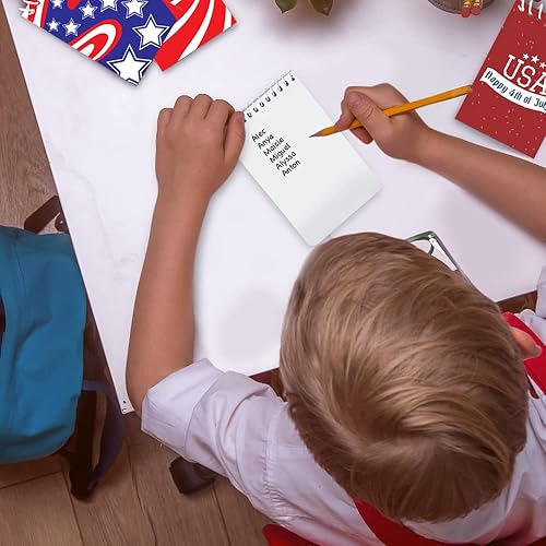 Miniatura 6 de ArtCreativity Bloc de notas patriótico, paquete de 12 mini cuadernos en espiral con diseño patriótico, bloc de notas pequeños para niños y adultos,