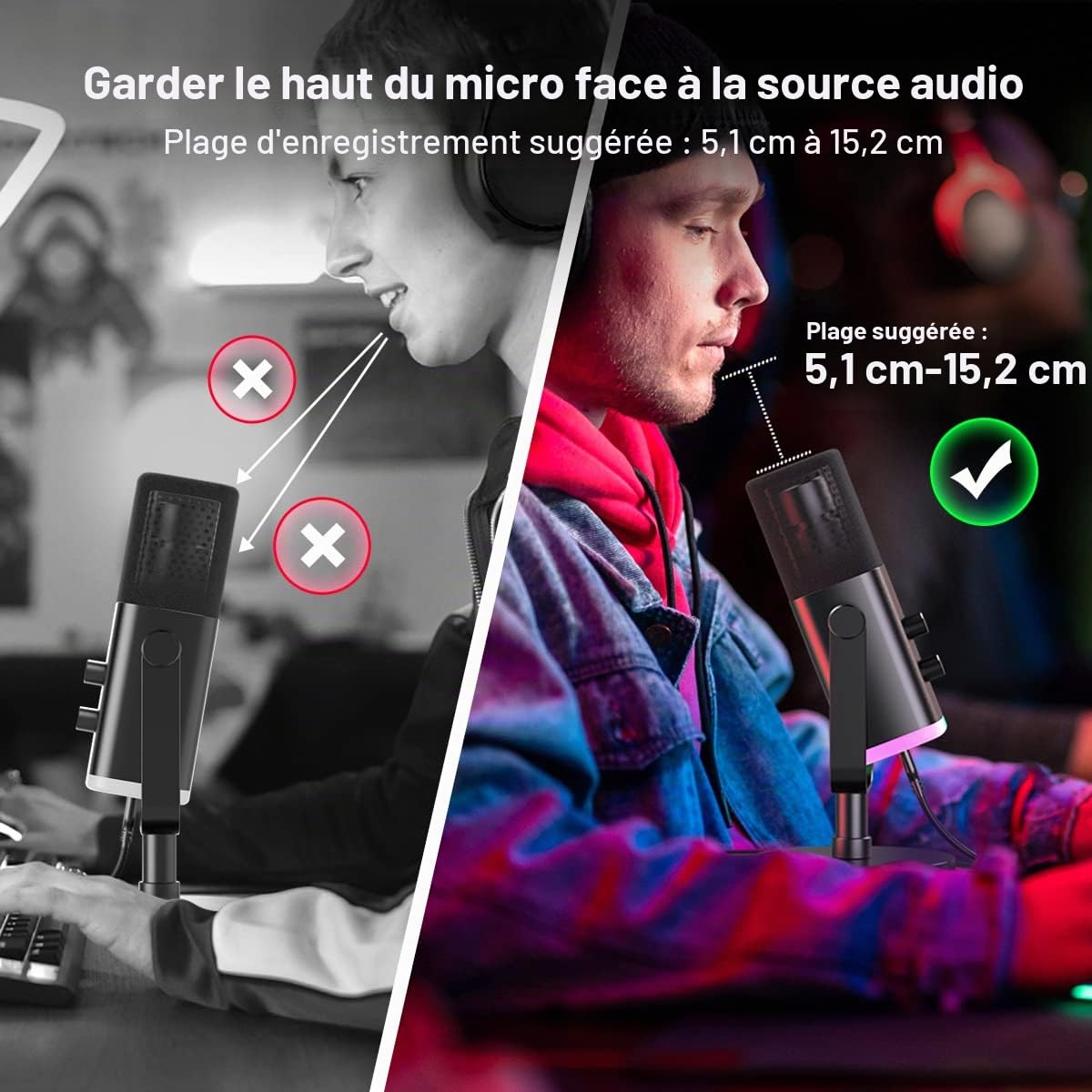 Microphone de jeu FIFINE XLR/USB, micro dynamique de streaming en studio, microphone de bureau pour ordinateur pour podcast, voix off, enregistrement, avec RGB, mute, prise casque de surveillance