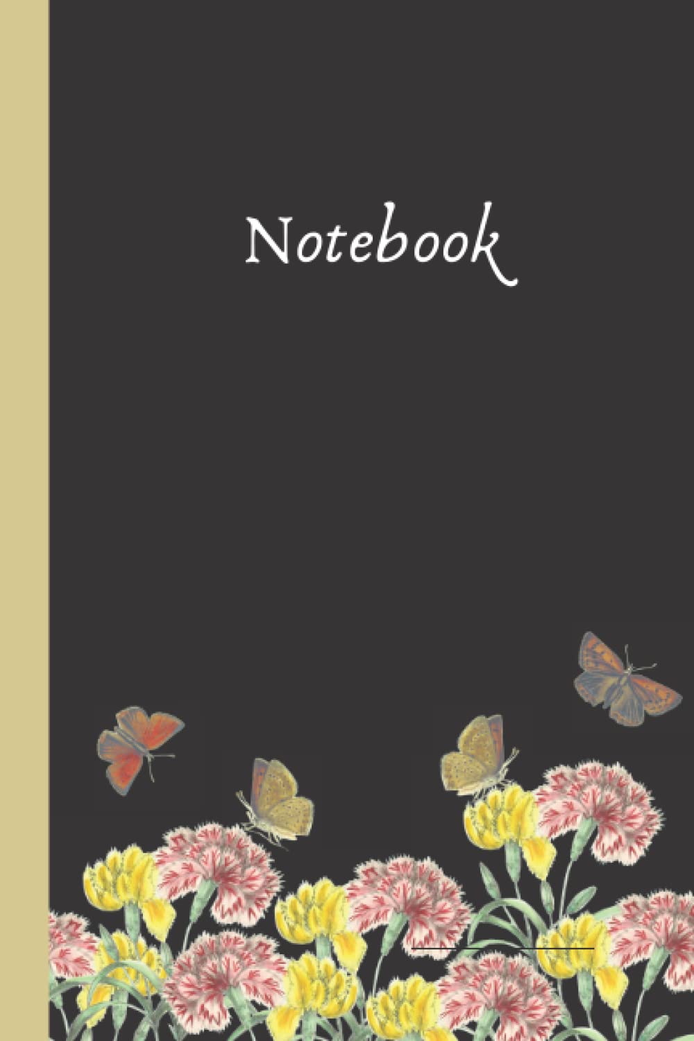 Notebook: Floral with Butterfly Blank Lined Gratitude Journal