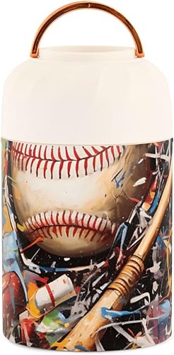 Baseball Baseball Bat Grunge Kids Womens Insulated Food Jar with Spoon 17oz500ml Thermal Food Jar Stainless Steel Vacuum Portable Thermal Food for