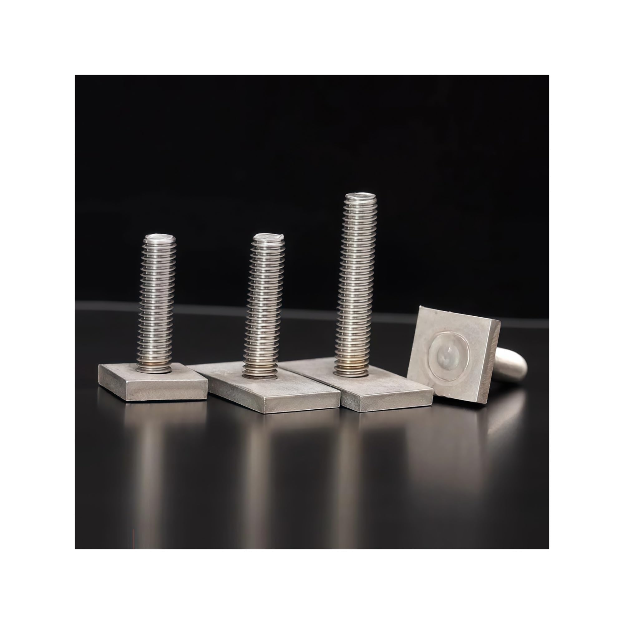 Stahl-T-förmige Schienenbefestigungsschrauben M6, M8, M10 mit Vierkantkopf, Länge 16 bis 50 mm, Edelstahl 304(L25xW25xThick3mm)