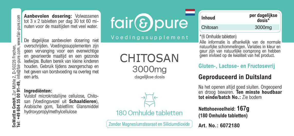 Fair & Pure® - Chitosane 3000mg dose journalière - 180 comprimés pelliculés