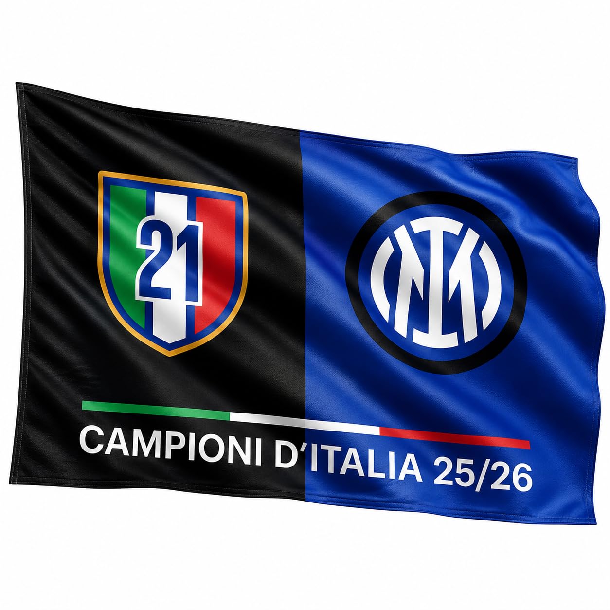 Bandiera Stadio 100x150 Gigante 140x200 cm Nero ed Azzurro Tricolore Bandiere Nero ed azzurre PS 03651