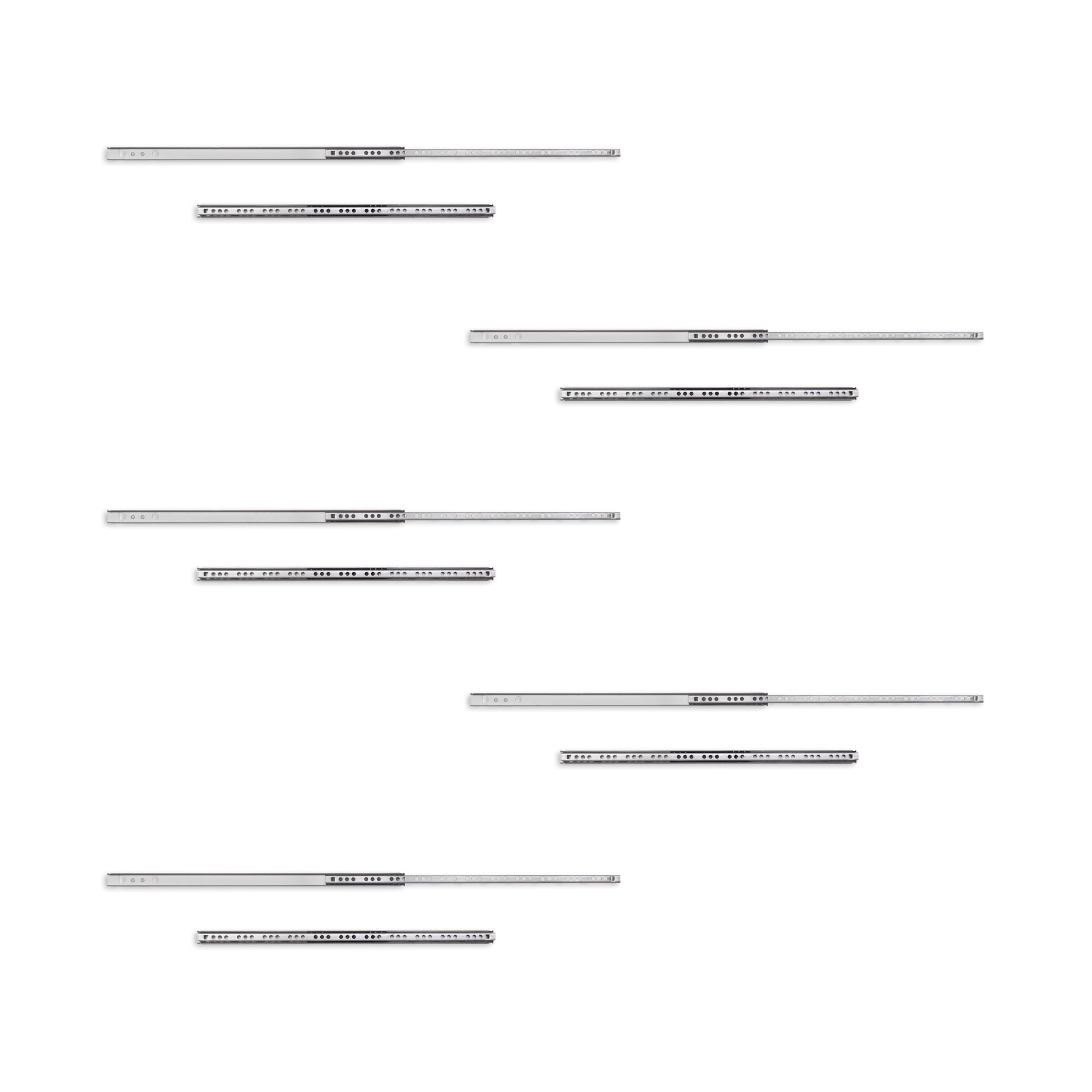 Emuca 3009205 5 Sets (10 Stück) Schubladenführungen, teilauszug mit Rollen 17mm x 374mm