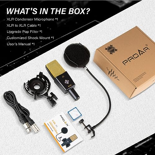 Proar C414 Xlr Podcast Microphone Professional Cardioid Studio Condenser Microphone 25Mm Large Diaphragm Computer Pc Gaming Mic Kit thumb #6