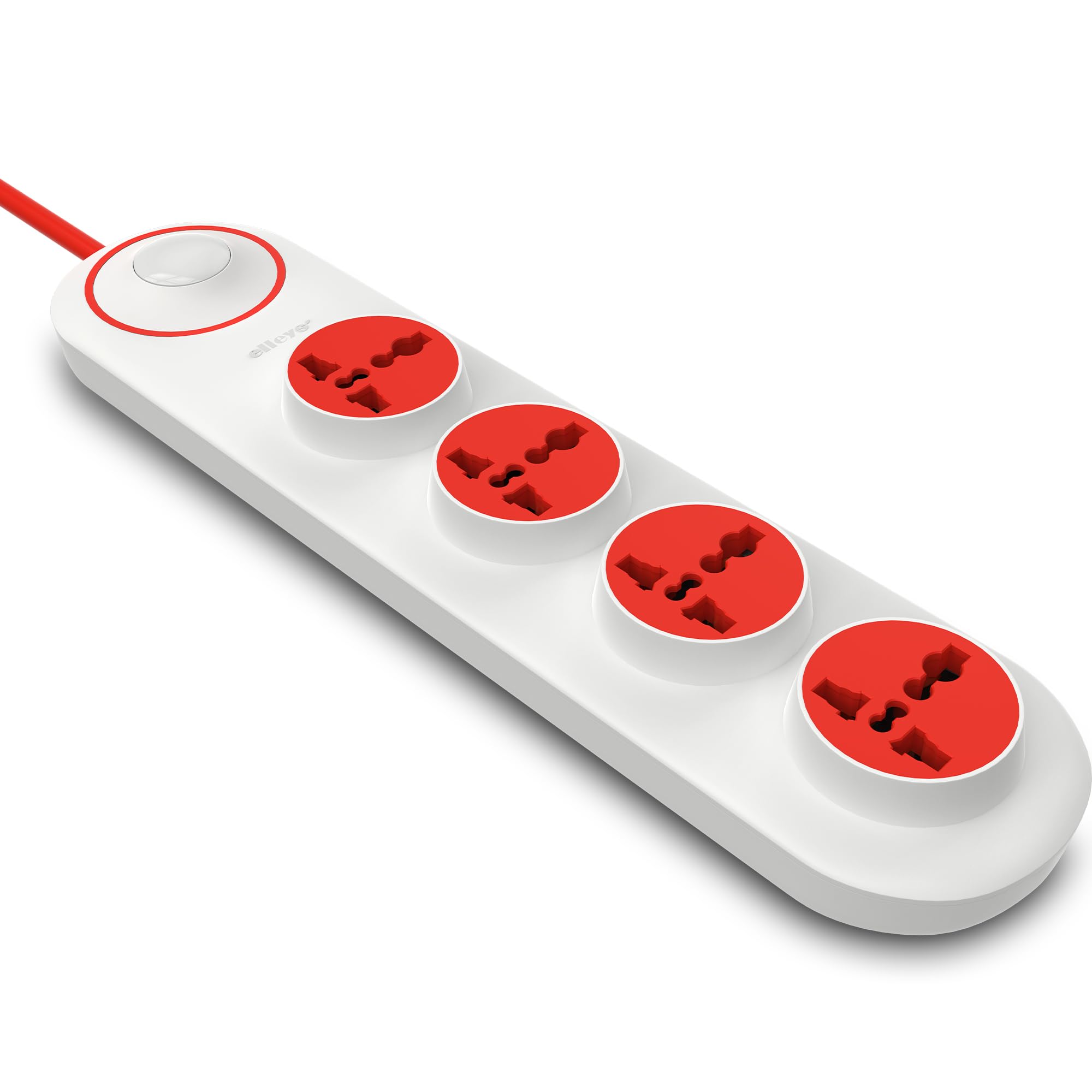 elleys’ quro 4 socket extension board with international sockets, switch, led indicator | 1.5-meter heavey duty cord made with fire-retardant, suitable for all type plugs, 240volts 10a extension box