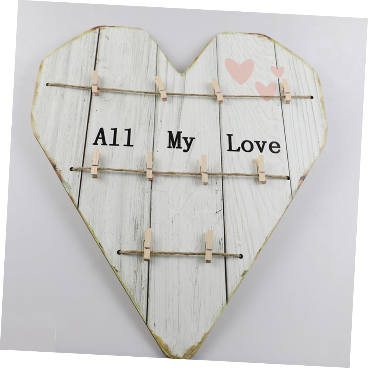Didiseaon Legno Decorazione da Parete Rustico Beige, Portafoto a Forma di Cuore Stile Farmhouse, Matrimonio Festa, e Casa