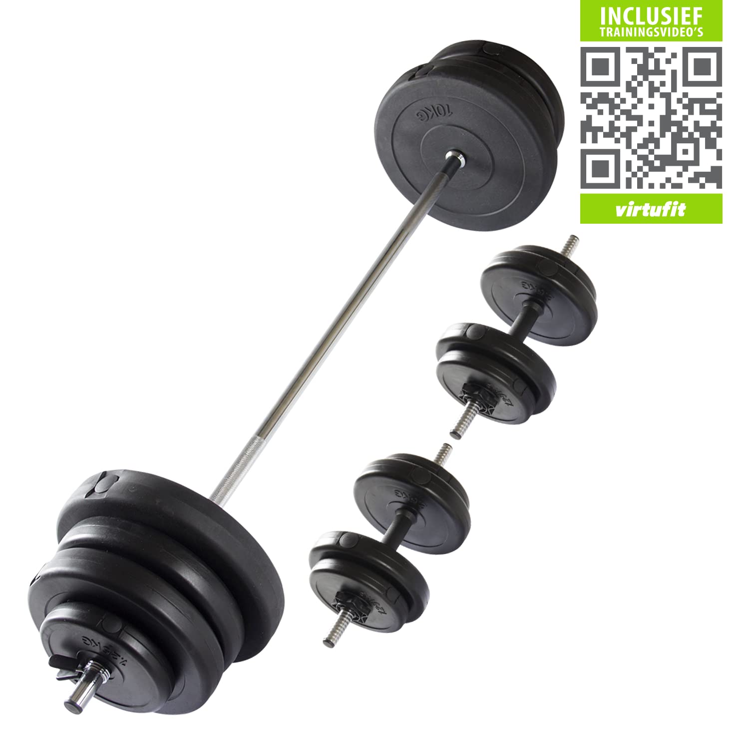VirtuFit Lot d'haltères courts réglables - Poids : 60,5 kg - Noir