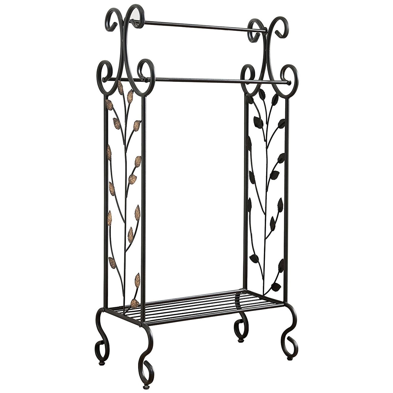 OWOHYG Pool Towel Rack With Shelf 2-Pole Design Different Pole Heights Towel Drying Rack Freestanding With Adjustable Feet At The Bottom Iron Material 50 * 31 * 100Cm.