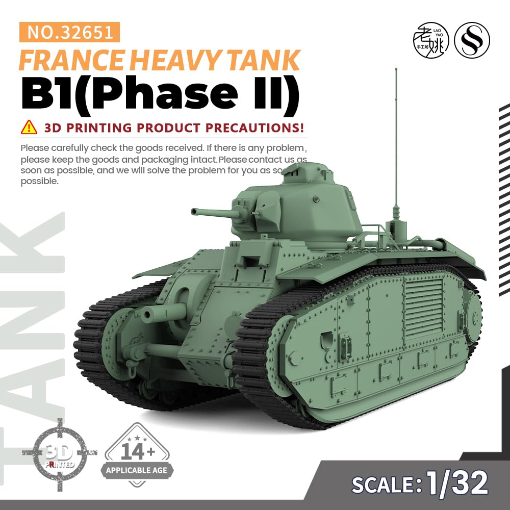 MRY-SFW SS32651 1/32 zestaw wojskowy czołg ciężki B1 Francja (etap II)
