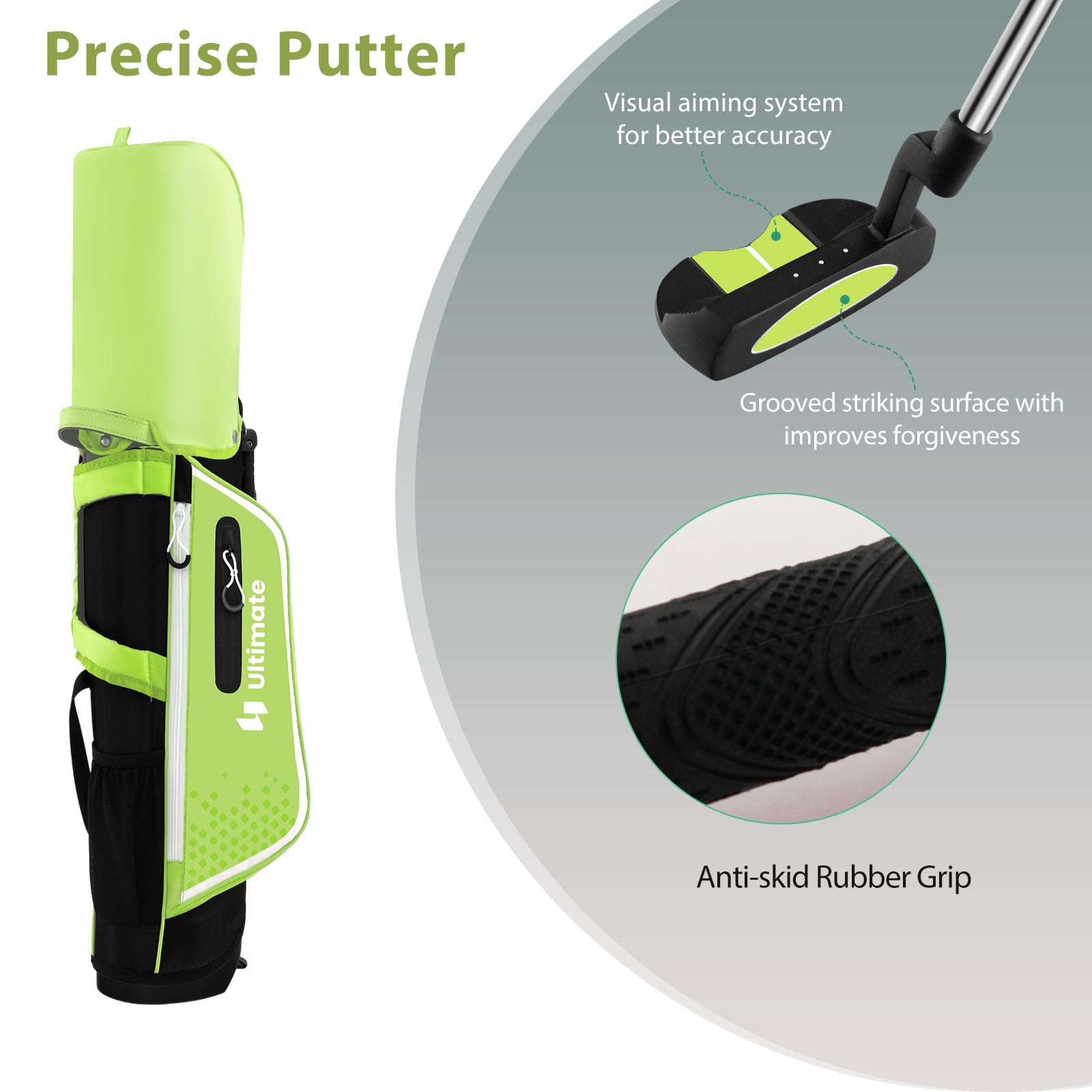 LIFEZEAL Juego Completo de Palos de Golf para niños, Bolsa de Golf portátil con 4 Palos, Bolsa Trolley Juvenil con Correas para el Hombro, Ideal para niños y niñas de 8 a 10 años