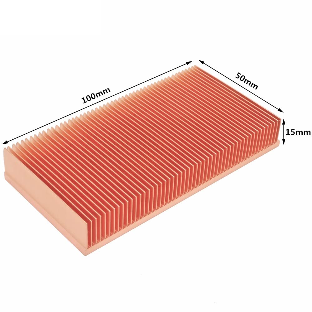Disipador DIY Disipador de calor de cobre puro 100x50x15mm radiador de disipador de calor de aleta biselada for Chip de RAM electrónico enfriador de refrigeración LED VGA