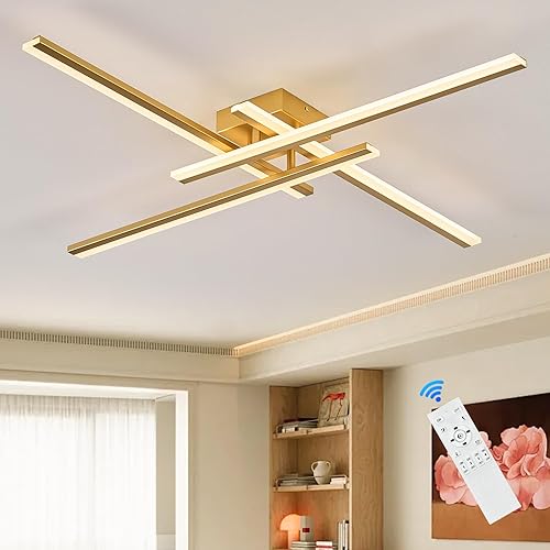 Miniatura 16 de Lámpara de Techo Semiempotrada, Candelabro LED Regulable de 32.8" Luminaria de Techo Moderna Regulable con Control Remoto de 6 Luces para Sala de